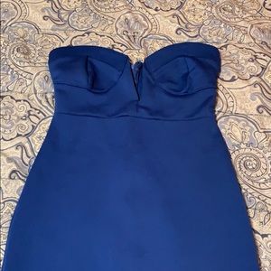 Blue strapless mini dress